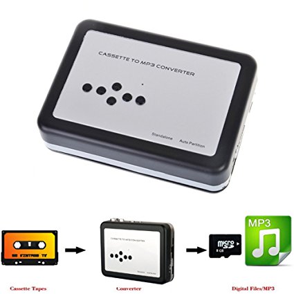 Cassette Tape to MP3 Converter Portable Tape to MP3 Player USB Cassette Capture Convert Tapes to Micro SD Card with Headphone