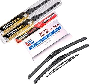 Premium Beam Wipers for 2021 Chevrolet Bolt EV Set w/Rear Trico Force Beam Blades Wipers Set Bundled with MicroFiber Interior Car Cloth