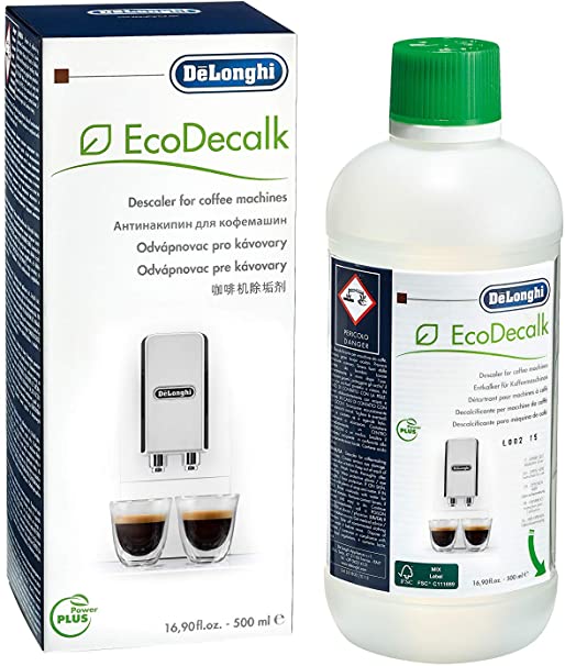 De'Longhi EcoDecalk Eco-Friendly Universal Descaling Solution for Coffee & Espresso Machines, 16.90 oz (5 uses), Clear