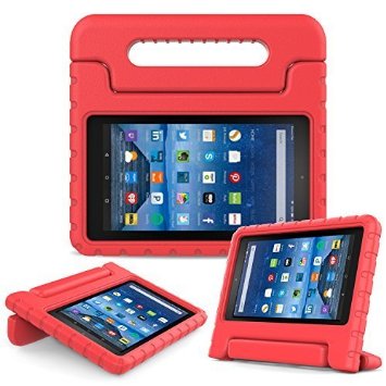 MoKo Fire 7 2015 Case - Kids Shock Proof Convertible Handle Light Weight Super Protective Stand Cover for Amazon Fire Tablet 7 inch Display - 5th Generation 2015 Release Only RED