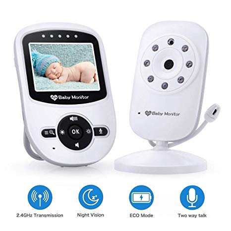 Video Baby Monitor with Camera [2019 Upgraded] Night Vision, Two-Way Talk Audio, Temperature Sensor, ECO Mode, 2.4" Color Screen, Long Transmission Range