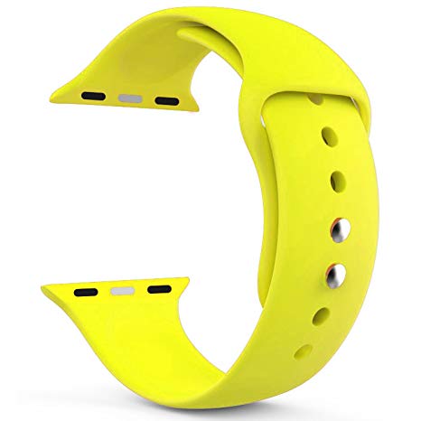 inozama Silicone Band Compatible with Apple Watch, Sporty Premium Soft Silicone Replacement Band for Apple Watch iWatch Series 1 Series 2 Series 3 (42MM M/L G Yellow)