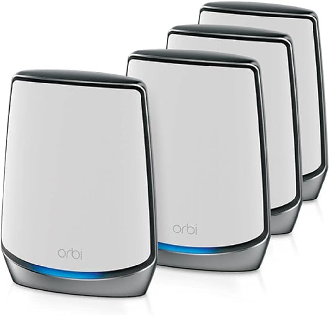 NETGEAR Orbi Whole Home Tri-band Wi-Fi 6 Mesh System (RBK854), Wi-Fi 6 Router with 3 Satellite Extenders, Coverage up to 10,00 sq. ft. and 60 Plus Devices,11AX Mesh AX6000 Wi-Fi, upto 6 Gbps