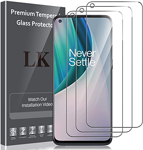 LK 3 Pack Screen Protector Compatible with Oneplus Nord 10, Tempered Glass, Case Friendly, Double Defenc, 3D Touch