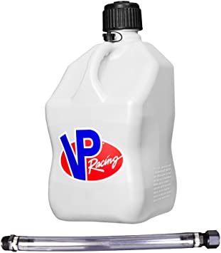 VP Racing Fuels 5-Gallon Square Motorsport Utility Container White & 14" Standard Hose