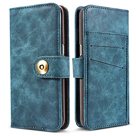 Galaxy S8 Plus Case,JGOO 2 In 1 Detachable Premium Flip Removable Wallet Leather Case w/ Annular Magnetic Snap,Minimalist PC Protective Cover 4 Card Slot for Samsung Galaxy S8 Plus(6.2"),Indigo