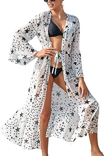 Bsubseach Women's Sexy Fashion Loose Bikini Swimwear Cover Up Long Kimono Cardigan