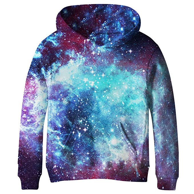 SAYM Teen Boys' Galaxy Fleece Sweatshirts Pocket Pullover Hoodies 4-16Y