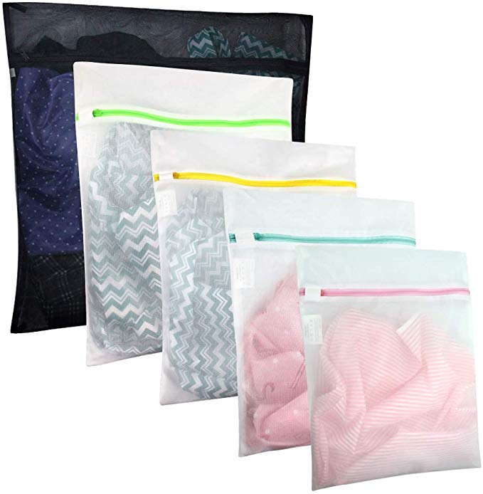 GOGOODA Mesh Laundry Bags 5 PCS Washing Machine Bag for Delicates Blouse,Hosiery,Underwear,Bra,Lingerie Baby clothes(5Pcs)