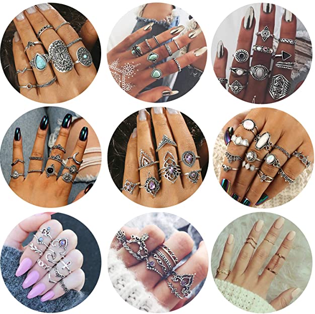 Adramata 82 Pcs Vintage Knuckle Rings Women Girls Stackable Midi Finger Ring Set