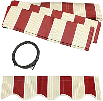 ALEKO FAB12X10MSTRED19 Retractable Awning Fabric Replacement 12 x 10 Feet Multi-Stripe Red