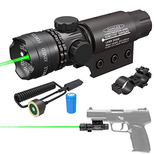 Feyachi Tactical Green Laser Sight 532nm with Picatinny Rail Mount Pack, Black