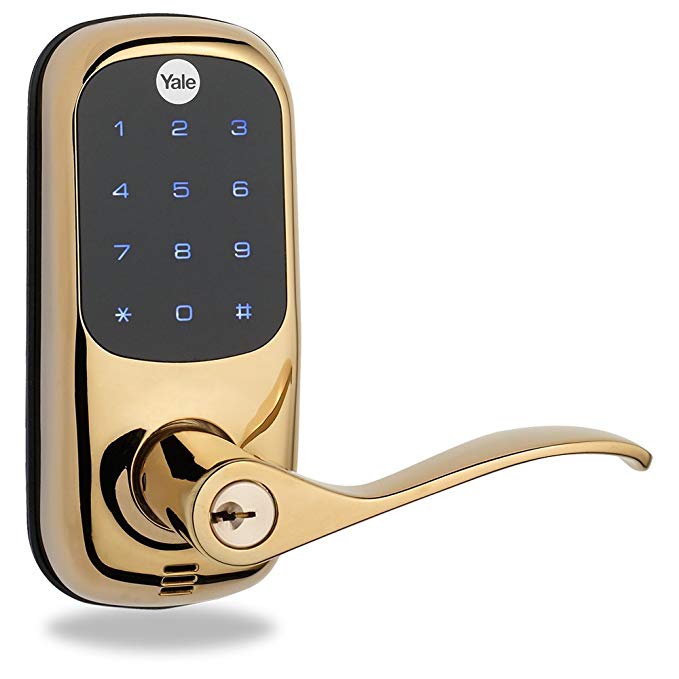 Yale Z-Wave Real Living Keyless Touchscreen Lever Lock, Polished Brass, YRL220-ZW-605, Works with Alexa via SmartThings