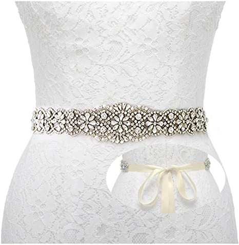 Bridal Rhinestone Wedding dresses Belts Handmade Clear Crystal Waistband For Bridal Gowns
