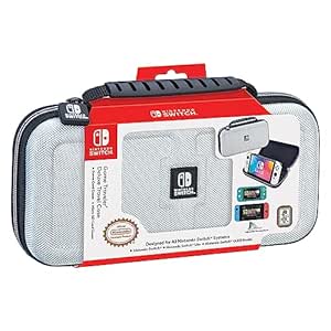 Game Traveler Nintendo Switch Deluxe OLED Case - Also for Switch & Switch Lite, White Ballistic Nylon, Viewing Stand & Bonus Game Cases, Deluxe Handle, Licensed by Nintendo, #1 Selling Case in USA