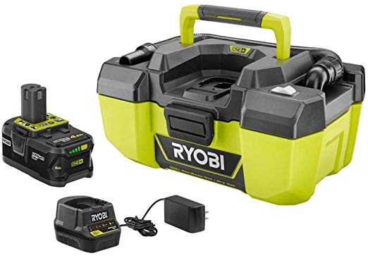 RYOBI 18-Volt ONE   Lithium-Ion Cordless 3 Gal. Project Wet/Dry Vacuum with Acessory Storage, 4.0 Ah Battery and Charger