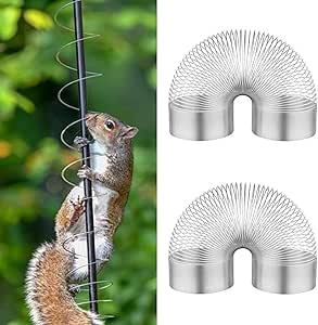 2PCS Squirrel Proof Spring Device, Metal Squirrel Barrier Squirrel Guard, Anti Squirrel Device, Squirrel Baffle for Bird Feeders, Metal Squirrel Baffle for Outdoor Bird Feeder Poles Accessories