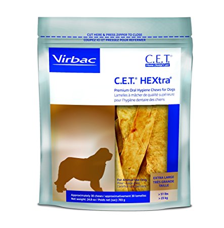 Virbac C.E.T. HEXtra Premium Oral Hygiene Chews for Dogs