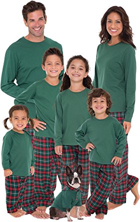 PajamaGram Plaid Flannel Christmas Matching Family Pajamas, Red/Green