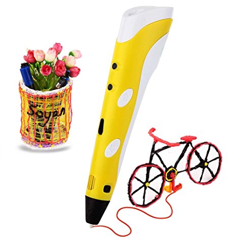 Soyan Standard 3D Printing Pen for Kids, with ABS Filament Sample and Drawing templates (Yellow)