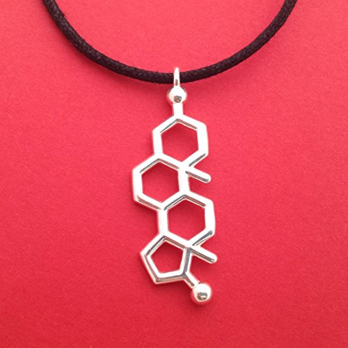 Testosterone Molecule Necklace in sterling silver