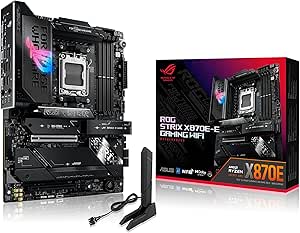 ASUS ROG Strix X870E-E Gaming WiFi AMD AM5 X870 ATX Motherboard 18 2 2 Power Stages, Dynamic OC Switcher, Core Flex, DDR5 AEMP, WiFi 7, 5X M.2, PCIe® 5.0, Q-Release Slim, USB4®, AI OCing & Networking