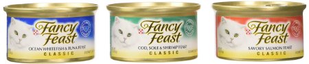 Fancy Feast Gourmet Cat Food 3-Flavor Seafood Variety Pack 3-Ounce Cans Pack of 24
