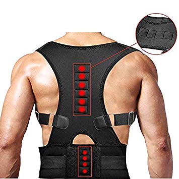 Magnetic Therapy Posture Corrector, Lesgos Fully Adjustable Back Brace Shoulder Support Belt For Women And Men To Improve Posture And Relieve Neck, Back And Lumbar Spine Pain