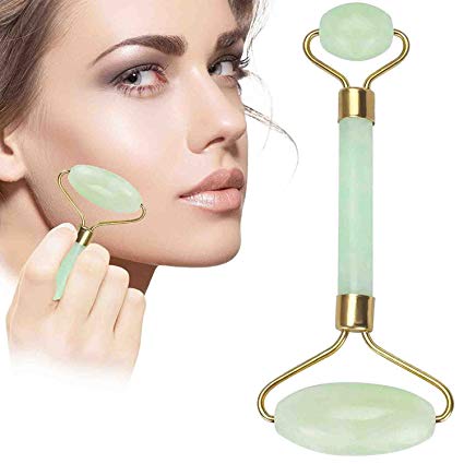 Jade Roller for Face Massager Anti Aging Facial Therapy - 100% Natural Jade Stone - Handmade - Face Slimmer - Gift Box Included