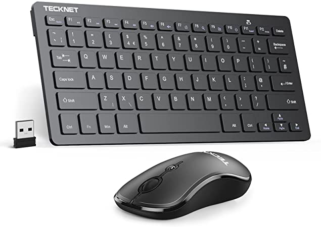 TECKNET Wireless Keyboard and Mouse Set, Ergonomic 2.4G Cordless USB Keyboard and Silent Mouse Combo with Nano USB Receiver for Windows 2000 / ME / XP / Vista / 7 / 8 / 10