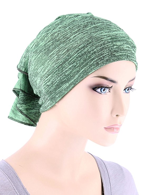 Womens Ruffle Chemo Hat Beanie Scarf, Soft Turban Bandana Head Wrap for Cancer