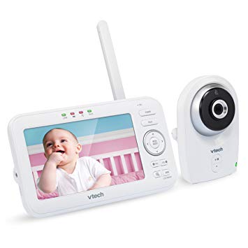 VTech VM351 5” Digital Video Baby Monitor with Wide-Angle Lens and Standard Lens, Silver and White