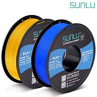 SUNLU PLA Plus 3D Filament 1.75mm for 3D Printer & 3D Pens, 2KG (4.4LBS) PLA  Filament Tolerance Accuracy  /- 0.02 mm, Blue PureYellow