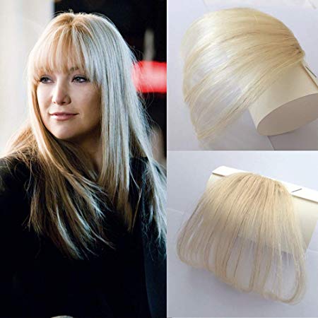 Reysaina Clip in Bangs without Hair Temples Bleach Blonde #613 Fringe Hair Extensions One Piece Striaght Fringe Hairpiece Accessories For Women