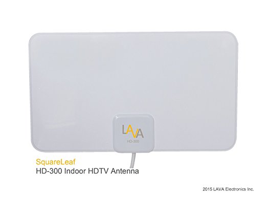 LAVA HD-300 Super Thin HDTV Antenna with High Performance Coax Cable, Shiny White