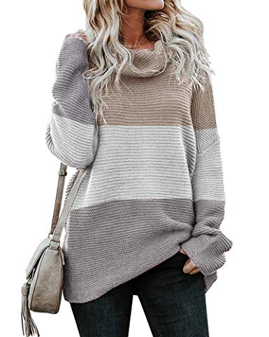 Pxmoda Womens Chunky Turtleneck Sweater Long Sleeve Knit Oversized Pullover Jumper