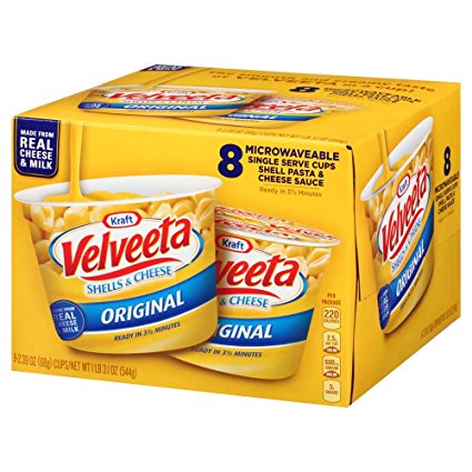 Velveeta Shells & Cheese Pasta, Original, Single Serve Microwave Cups, 8 Count