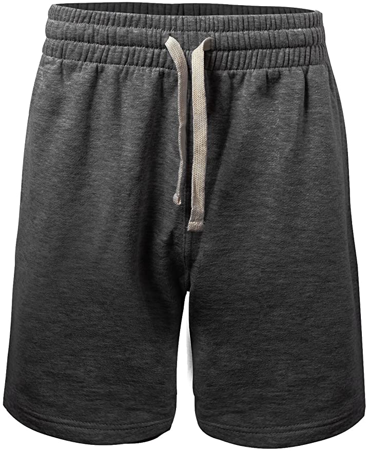ProGo Men's Classic Fit Casual Fleece Jogger Gym Workout Short Pants with Elastic Waist