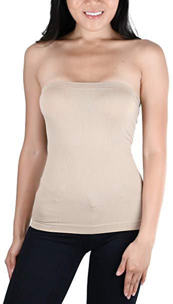 ToBeInStyle Women's Seamless Bandeau Tube Top Ribbed Without Pad