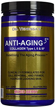 Dr. Venessa's Formulas Anti-Aging 3 Collagen Type I and II Mixed Berry, 600 g