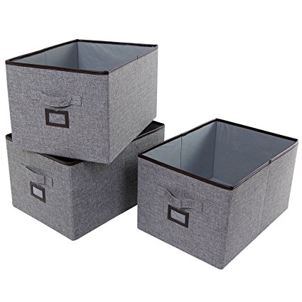 Lifewit Polyester Storage Bins with Label Holder Foldable Basket Storage Boxs Drawer Organizer for Office, Shelves, Clothes, Toys