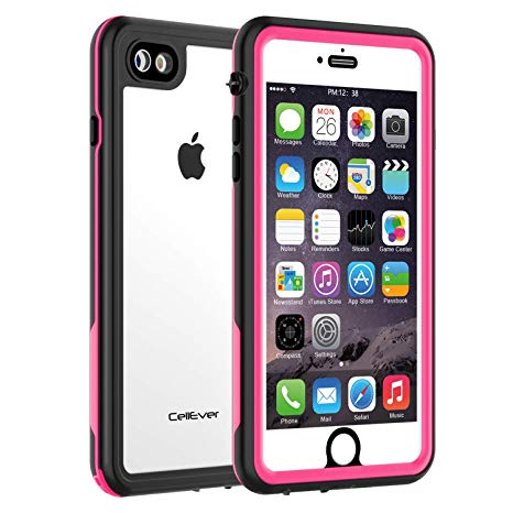 CellEver iPhone 7/8 Case Waterproof Shockproof IP68 Certified SandProof Snowproof Full Body Protective Clear Transparent Cover Fits Apple iPhone 7 and iPhone 8 (4.7") - KZ Pink