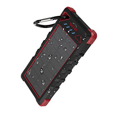 [Upgrade] OUTXE 16000mAh Rugged Power Bank with Flashlight IP67 Waterproof Solar Portable Charger Outdoor Dual USB Phone Battery Pack