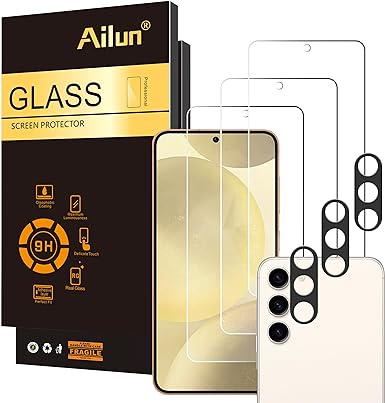 Ailun Glass Screen Protector for Galaxy S24 3 Pack   3 Pack Camera Lens Tempered Glass Fingerprint Unlock Compatible 0.25mm Anti-Scratch Case Friendly Clear - HD