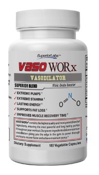 Superior Labs #1 Nitric Oxide Booster VASO WORX - SUPERIOR VASODILATION- PHENOMENALLY EFFECTIVE- Massive 4,600mg Nitric Oxide Complex -Developed and Manufactured in USA - 100% Money Back Guarantee