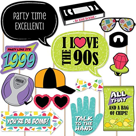 90's Throwback - 1990's Party Photo Booth Props Kit - 20 Count