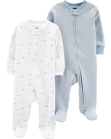 Carter's Baby Boys Footed Sleeper Cotton Sleep and Play Pajama with Zipper, Set of 2