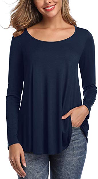 Womens Tops V Neck Tee Casual Short Sleeve and Long Sleeve T Shirts