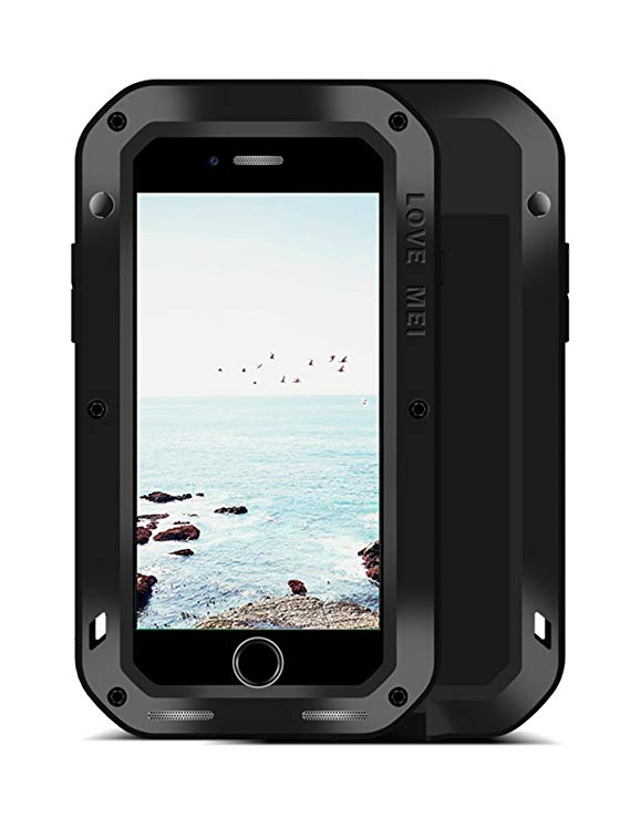 iPhone 8 Plus Case, iPhone 7 Plus Case, Gorilla Glass Aluminum Metal Extreme Shockproof Dust/Dirt/Snow Proof Military Grade Bumper Frame Heavy Duty Protector Cover Shell Case for Apple iPhone 8/7 Plus