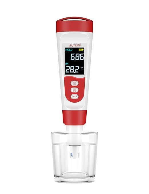 Meross PH Meter, Digital PH Meter for Water Hydroponics with ATC, IP67 PH/Temp 2 in 1 Tester Pen with 0-14 PH Measurement Range, 0.01PH High Accuracy Mini Pen for Pool